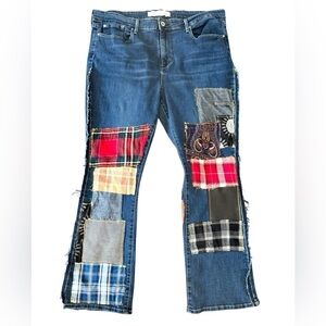 Signature by Levi Strauss Mid Rise Flare Patchwork Prairie Boho Cottage 18S (34)